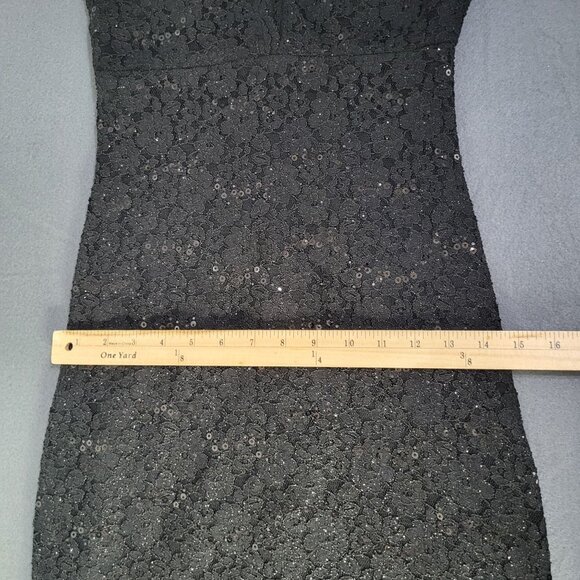 NIGHTWAY Womens SZ 4 Lace Sequin Sleeveless Little Black Dress Prom Cocktail Got - Picture 7 of 11